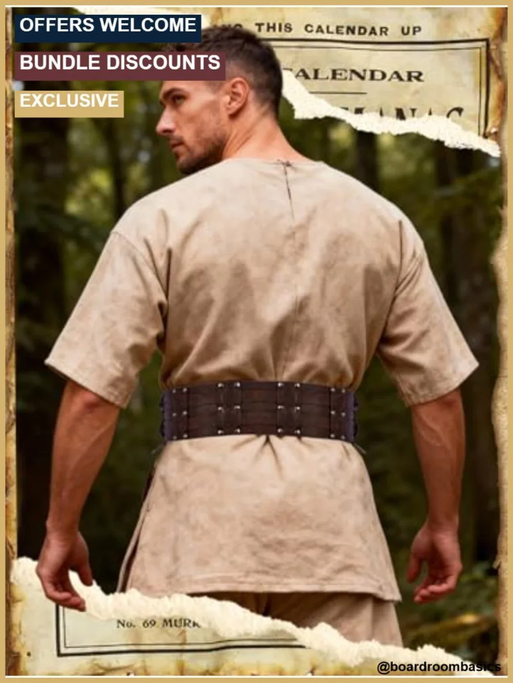 Medieval Renaissance Wide Belt Set with Detachable Potion Bottle
